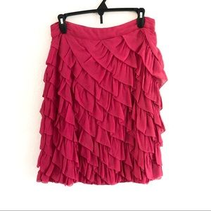 Anthropologie Odille Pink Ruffle Skirt